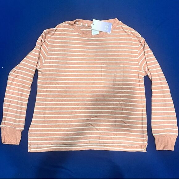 NWT Stars Above Rust Striped Perfectly Cozy Pullover Sweatshirt Size XS - Picture 2 of 7